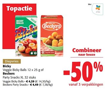 Promoties Bicky veggie bicky balls of beckers party snacks xl - Huismerk - Colruyt - Geldig van 13/12/2023 tot 31/12/2023 bij Colruyt