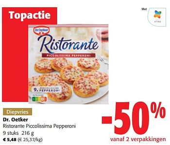 Promoties Dr. oetker ristorante piccolissima pepperoni - Dr. Oetker - Geldig van 13/12/2023 tot 31/12/2023 bij Colruyt