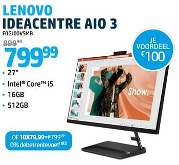 Promoties Lenovo ideacentre aio 3 f0gj00vsmb - Lenovo - Geldig van 15/12/2023 tot 31/12/2023 bij Auva