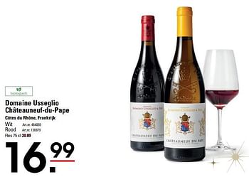 Promoties Domaine usseglio châteauneuf-du-pape côtes du rhône, frankrijk - Witte wijnen - Geldig van 07/12/2023 tot 31/12/2023 bij Sligro