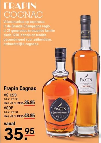 Promoties Frapin cognac vs 1270 - Frapin VS - Geldig van 07/12/2023 tot 31/12/2023 bij Sligro