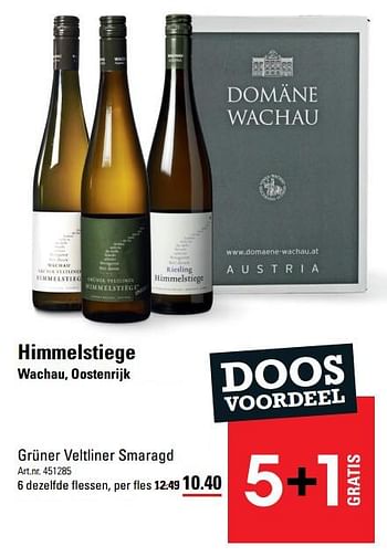 Promoties Himmelstiege wachau, oostenrijk grüner veltliner smaragd - Witte wijnen - Geldig van 07/12/2023 tot 31/12/2023 bij Sligro