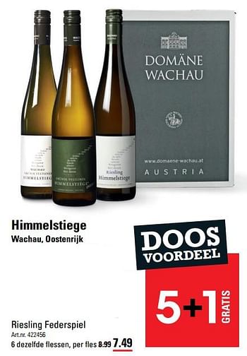 Promoties Himmelstiege wachau, oostenrijk riesling federspiel - Witte wijnen - Geldig van 07/12/2023 tot 31/12/2023 bij Sligro