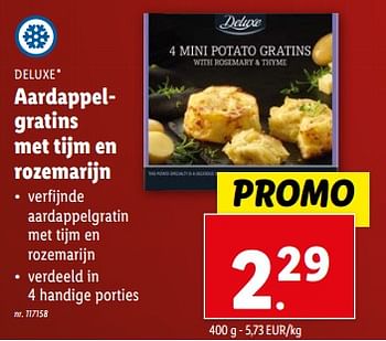 Promotions Aardappelgratins met tijm en rozemarijn - Deluxe - Valide de 20/12/2023 à 26/12/2023 chez Lidl