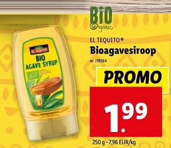 Promoties Bioagavesiroop - El Tequito - Geldig van 20/12/2023 tot 26/12/2023 bij Lidl
