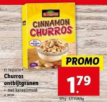Promoties Churros ontbijtgranen - El Tequito - Geldig van 20/12/2023 tot 26/12/2023 bij Lidl