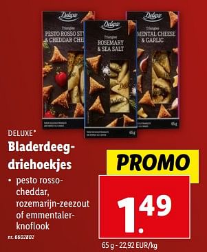 Promoties Bladerdeegdriehoekjes - Deluxe - Geldig van 20/12/2023 tot 26/12/2023 bij Lidl