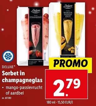 Promoties Sorbet in champagneglas - Deluxe - Geldig van 20/12/2023 tot 26/12/2023 bij Lidl