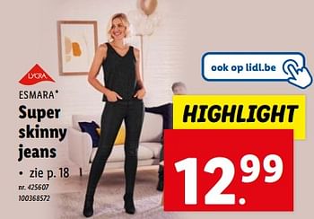 Promoties Super skinny jeans - Esmara - Geldig van 20/12/2023 tot 26/12/2023 bij Lidl