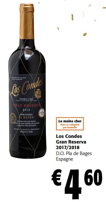 Promotions Los condes gran reserva 2017-2018 d.o. pla de bages espagne - Vins rouges - Valide de 13/12/2023 à 31/12/2023 chez Colruyt