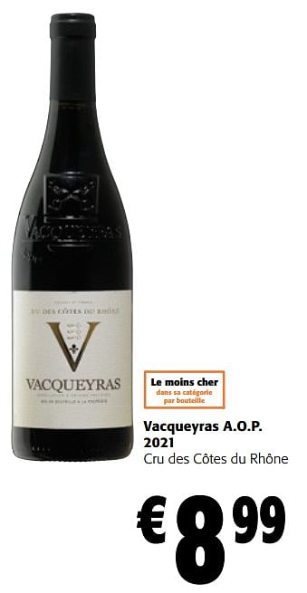 Promotions Vacqueyras a.o.p. 2021 cru des côtes du rhône - Vins rouges - Valide de 13/12/2023 à 31/12/2023 chez Colruyt