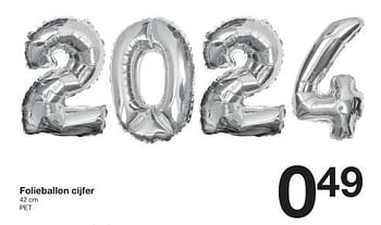 Promoties Folieballon cijfer - Huismerk - Zeeman  - Geldig van 16/12/2023 tot 22/12/2023 bij Zeeman