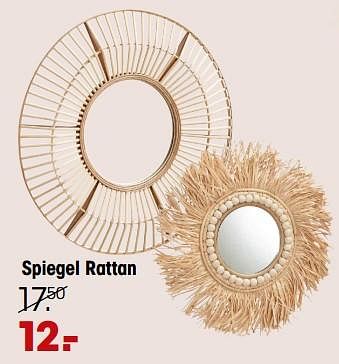Promoties Spiegel rattan - Huismerk - Kwantum - Geldig van 18/12/2023 tot 22/12/2023 bij Kwantum