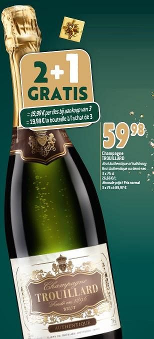 Promoties Champagne trouillard - Champagne - Geldig van 22/11/2023 tot 02/01/2024 bij Match