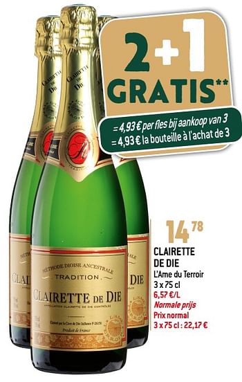 Promoties Clairette de die l’ame du terroir - Schuimwijnen - Geldig van 22/11/2023 tot 02/01/2024 bij Match