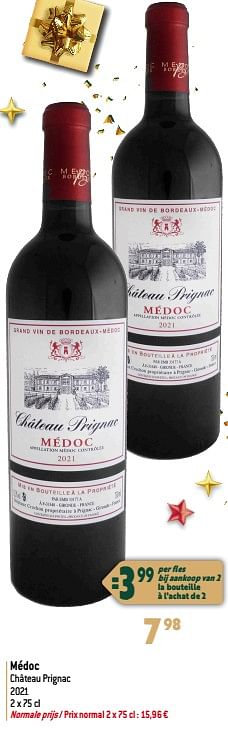 Promoties Médoc château prignac - Rode wijnen - Geldig van 22/11/2023 tot 02/01/2024 bij Match