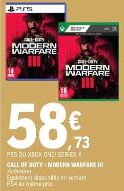 Promo CALL OF DUTY MODERN WARFARE III PS5 chez E.Leclerc