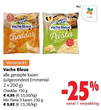 Promoties Vache bleue alle geraspte kazen - Vache bleue - Geldig van 13/12/2023 tot 31/12/2023 bij Colruyt