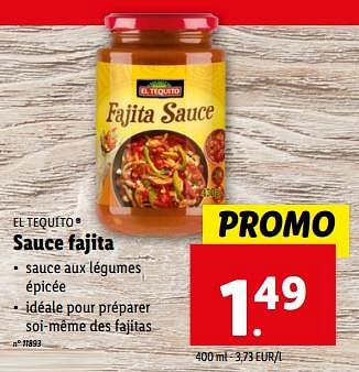 Promotions Sauce fajita - El Tequito - Valide de 20/12/2023 à 26/12/2023 chez Lidl
