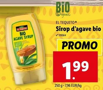 Promotions Sirop d’agave bio - El Tequito - Valide de 20/12/2023 à 26/12/2023 chez Lidl