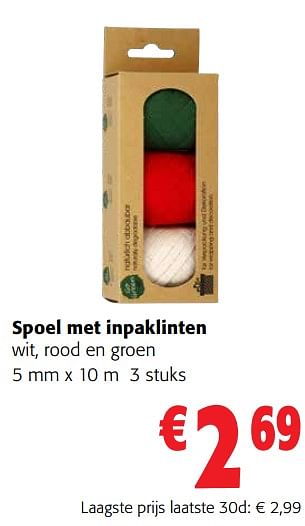 Promoties Spoel met inpaklinten wit, rood en groen - Huismerk - Colruyt - Geldig van 13/12/2023 tot 31/12/2023 bij Colruyt