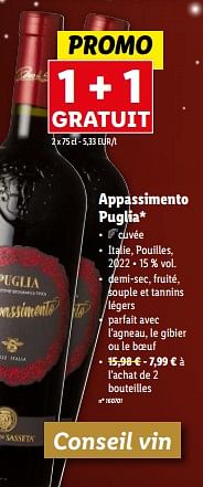 Promotions Appassimento puglia - Vins rouges - Valide de 20/12/2023 à 26/12/2023 chez Lidl