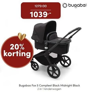Promoties Bugaboo fox 5 compleet black midnight black 2 in 1 kinderwagen - Bugaboo - Geldig van 17/12/2023 tot 23/12/2023 bij Baby & Tiener Megastore