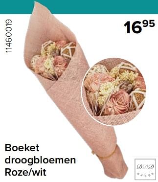 Promoties Boeket droogbloemen roze-wit - DDD - Geldig van 15/12/2023 tot 31/12/2023 bij Euro Shop