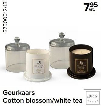 Promoties Geurkaars cotton blossom-white tea - DDD - Geldig van 15/12/2023 tot 31/12/2023 bij Euro Shop