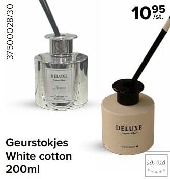 Promoties Geurstokjes white cotton - DDD - Geldig van 15/12/2023 tot 31/12/2023 bij Euro Shop