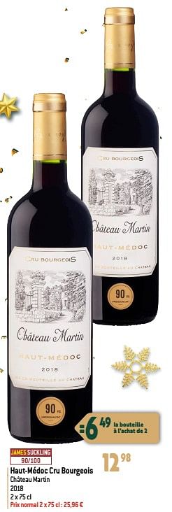 Promotions Haut-médoc cru bourgeois château martin - Vins rouges - Valide de 22/11/2023 à 02/01/2024 chez Match