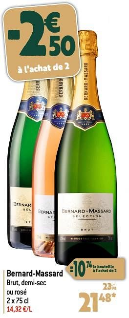 Promotions Bernard-massard brut, demi-sec ou rosé - Mousseux - Valide de 22/11/2023 à 02/01/2024 chez Match