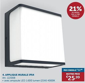 Promotions Applique murale ip54 - Produit maison - Zelfbouwmarkt - Valide de 19/12/2023 à 22/01/2024 chez Zelfbouwmarkt