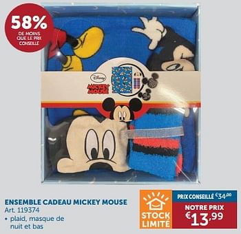 Promotions Ensemble cadeau mickey mouse - Disney - Valide de 19/12/2023 à 22/01/2024 chez Zelfbouwmarkt