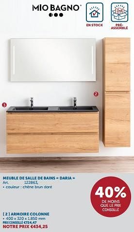 Promotions Meuble de salle de bains daria armoire colonne - Mio Bagno - Valide de 19/12/2023 à 22/01/2024 chez Zelfbouwmarkt