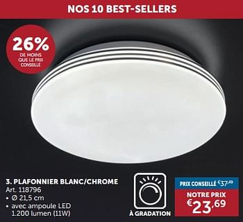 Promotions Plafonnier blanc-chrome - Produit maison - Zelfbouwmarkt - Valide de 19/12/2023 à 22/01/2024 chez Zelfbouwmarkt
