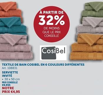 Promotions Textile de bain cosibel serviette invité - Cosibel  - Valide de 19/12/2023 à 22/01/2024 chez Zelfbouwmarkt