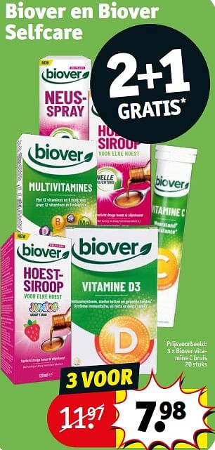 Promoties Biover vitamine c bruis - Biover - Geldig van 19/12/2023 tot 24/12/2023 bij Kruidvat