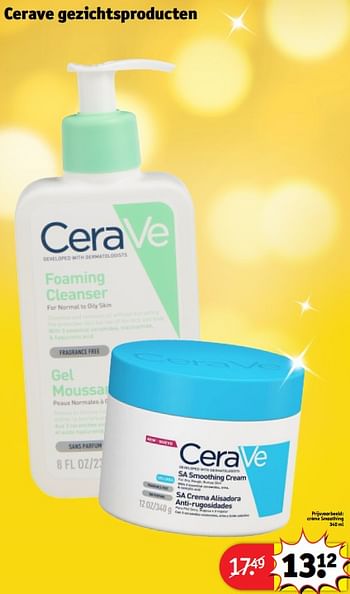 Promoties Cerave gezichtsproducten crème smoothing - CeraVe - Geldig van 19/12/2023 tot 24/12/2023 bij Kruidvat