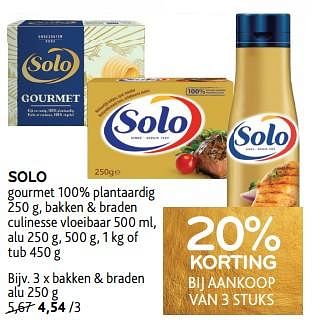Promoties Solo 20% korting bij aankoop van 3 stuks - Solo - Geldig van 14/12/2023 tot 02/01/2024 bij Alvo