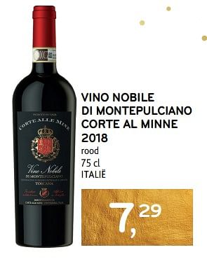 Promoties Vino nobile di montepulciano corte al minne 2018 rood - Rode wijnen - Geldig van 14/12/2023 tot 02/01/2024 bij Alvo