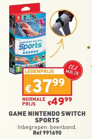 Promoties Game nintendo switch sports - Nintendo - Geldig van 20/12/2023 tot 24/12/2023 bij Trafic