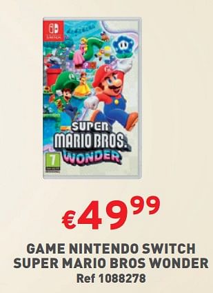 Promoties Game nintendo switch super mario bros wonder - Nintendo - Geldig van 20/12/2023 tot 24/12/2023 bij Trafic