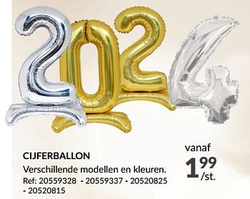 Promoties Cijferballon - Huismerk - Fun - Geldig van 20/12/2023 tot 24/12/2023 bij Fun