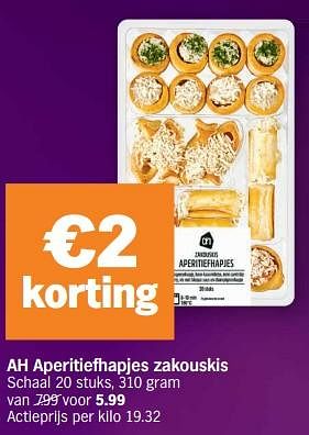 Promoties Ah aperitiefhapjes zakouskis - Huismerk - Albert Heijn - Geldig van 18/12/2023 tot 26/12/2023 bij Albert Heijn