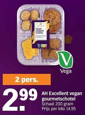 Promoties Ah excellent vegan gourmetschotel - Huismerk - Albert Heijn - Geldig van 18/12/2023 tot 26/12/2023 bij Albert Heijn
