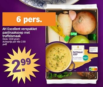 Promoties Ah excellent verspakket pastinaaksoep met truffelsmaak - Huismerk - Albert Heijn - Geldig van 18/12/2023 tot 26/12/2023 bij Albert Heijn