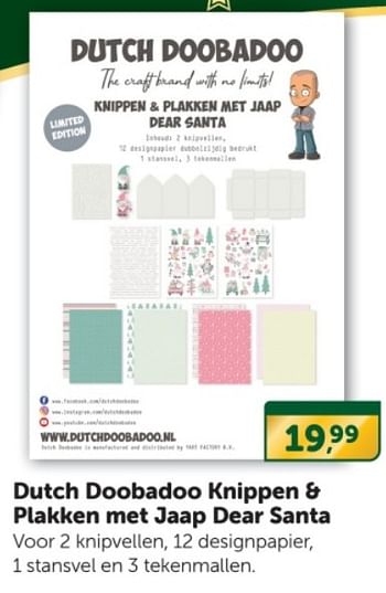 Promoties Dutch doobadoo knippen + plakken met jaap dear santa - Dutch Doobadoo - Geldig van 16/12/2023 tot 24/12/2023 bij BoekenVoordeel