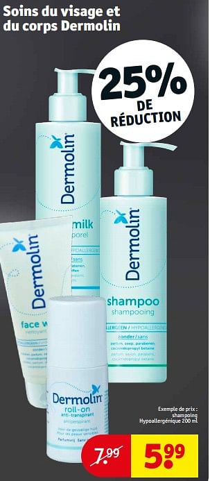 Promotions Shampoing hypoallergénique - Dermolin - Valide de 19/12/2023 à 24/12/2023 chez Kruidvat
