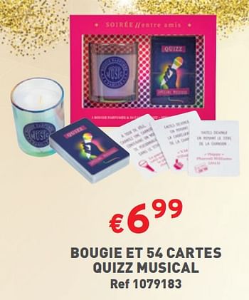 Promotions Bougie et 54 cartes quizz musical - Produit maison - Trafic  - Valide de 20/12/2023 à 24/12/2023 chez Trafic